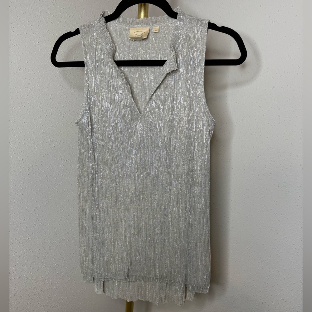 Anthropologie Vanessa Virginia Metallic Crinkle Blouse